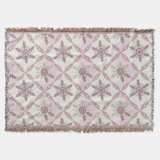 Quilton Pink Snowflake Muster Winter Decke (Vorderseite)