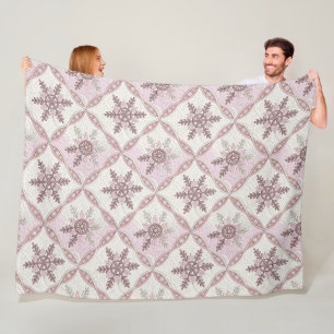 Quilton Pink Snowflake Muster Winter Fleecedecke
