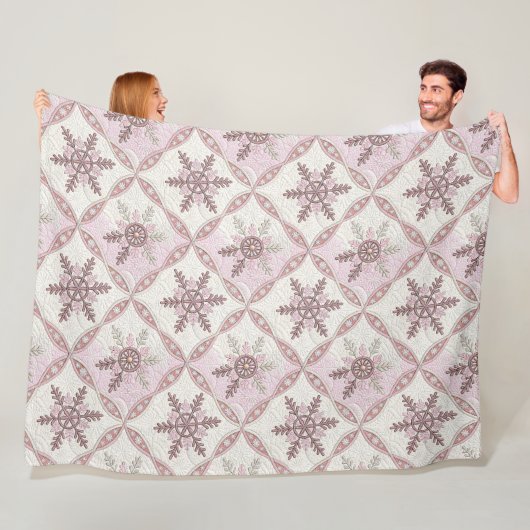 Quilton Pink Snowflake Muster Winter Fleecedecke (Beispiel)
