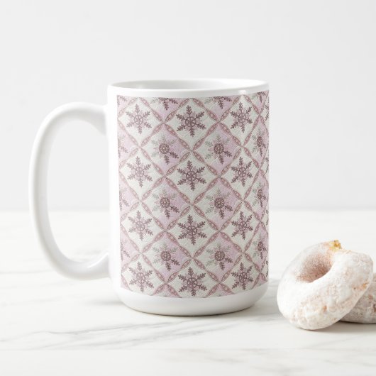 Quilton Pink Snowflake Muster Winter Kaffeetasse (Mit Donut)
