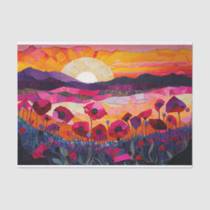 Quilton, rosa Mohnblüte, lebhaftes Boho-Dekor Seidenpapier