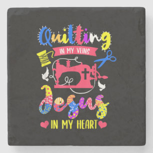 Quilts in meinen Adern Jesus in meinem Herzen   St Steinuntersetzer