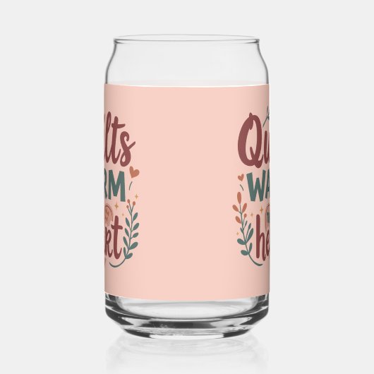 "Quilts Warm The Heart" Gemütlicher Quiltekern Dosenglas (Rechts)