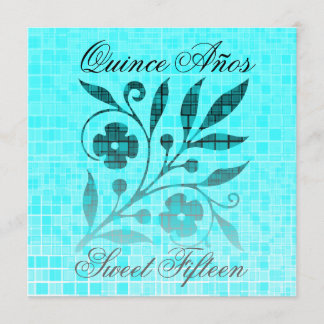 Quince Años Sweet Fünfzehn Einladung Blue Blume