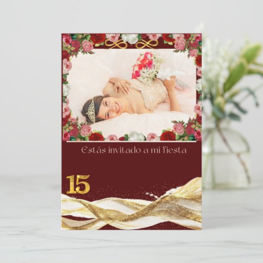 Quince anosInvitation Einladung (Stehend Vorderseite)