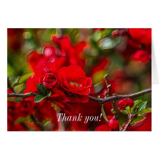 Quince Branch Painterly Dankeschön Card (Vorderseite (Horizontal))
