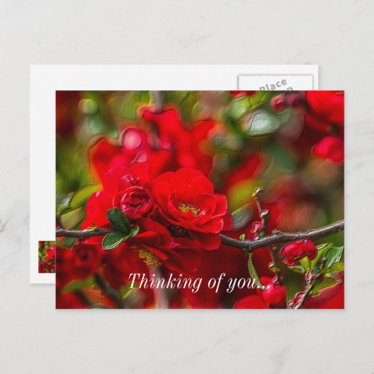 Quince Branch Painterly Denken Sie an Ihre Postkar Postkarte (Vorne/Hinten)