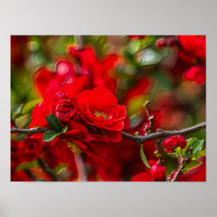 Quince Branch Painterly Poster
