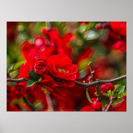 Quince Branch Painterly Poster (Vorne)