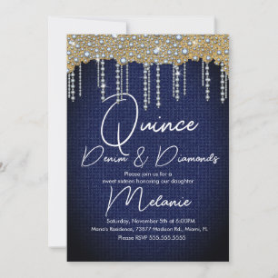 Quince Denim Diamonds Gem Pearls Gold Einladung