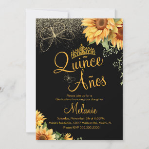 Quiñce Faux Glitter Sonnenblume Wasserfarbe Geburt Einladung