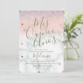 Quiñce Imitate Glitzer Dots Gold Rosa Marmor Einladung (Stehend Vorderseite)