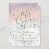 Quiñce Imitate Glitzer Dots Gold Rosa Marmor Einladung (Vorne/Hinten)