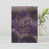 Quiñce Imitate Glitzer Lila Gold Abstrakt Geburtst Einladung (Stehend Vorderseite)