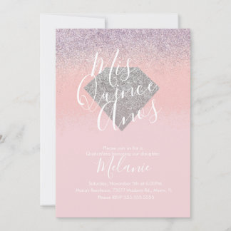 Quiñce Imitats Glitzer Diamond Pink Geburtstag Einladung