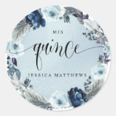 Quince, Spanisch, hellblauer Blumenstrauß Runder Aufkleber (Vorderseite)