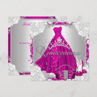 Quinceanera 15. 15 Geburtstag Pink Kleidung Schuhe Einladung
