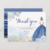 Quinceañera 15 Anos Blue Flowers Danke Karte (Vorne/Hinten)