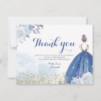 Quinceañera 15 Anos Blue Flowers Danke Karte