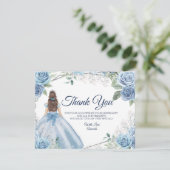 Quinceañera 15 Anos Dusty Blue Dankeschön Karte (Stehend Vorderseite)