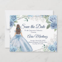 Quinceañera 15 Anos Dusty Blue Save the Date