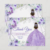 Quinceañera 15 Anos Silver & Lila Dankeskarte (Vorne/Hinten)
