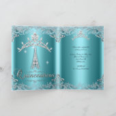 Quinceanera 15 Aquamarin Blue Silver Tiara Eiffel Einladung (Innenseite)