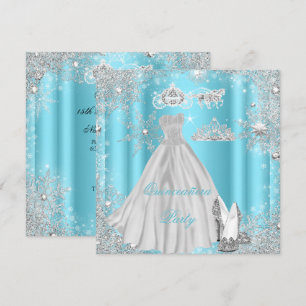 Quinceanera 15. Aschenputtel Blau Geburtstagsfeier Einladung