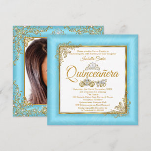 Quinceanera 15. Aschenputtel Blaue Perlen Tiara Fo Einladung