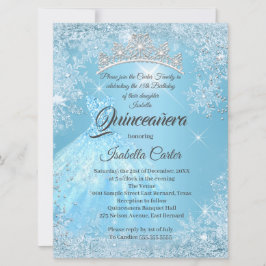 Quinceanera 15. Aschenputtel Blauer Schneeflocken  Einladung