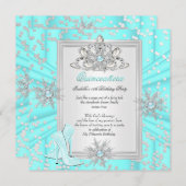 Quinceanera 15 Birthday Light Aquamarin Blue Heels Einladung (Vorne/Hinten)