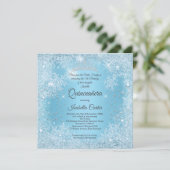 Quinceanera 15. Blauer Schneeflocken Winter Geburt Einladung (Stehend Vorderseite)