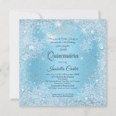 Quinceanera 15. Blauer Schneeflocken Winter Geburt Einladung (Vorderseite)
