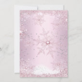 Quinceanera 15. Blush Pink Snowflake Winter Einladung (Rückseite)
