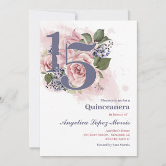 Quinceañera 15. Chic Floral Einladung
