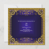 Quinceanera 15. Deep Blue Gold Diamond Tiara Einladung (Rückseite)