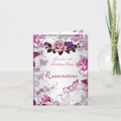Quinceanera 15. Einladend Weißrosa Lila Rose Einladung (Vorderseite)