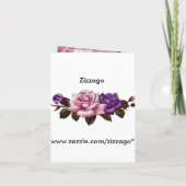 Quinceanera 15. Einladend Weißrosa Lila Rose Einladung (Rückseite)