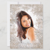 Quinceanera 15. Foto Silver Beige Schneeflocke Einladung (Rückseite)