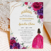 Quinceañera 15 Fuchsia Dress Lila Lilac Floral Einladung