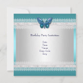 Quinceañera 15. Geburtstag Aquamarines White Lace Einladung (Rückseite)