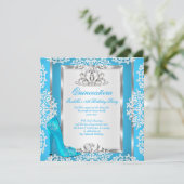 Quinceanera 15. Geburtstag Aschenputtel Blue Shoe Einladung (Stehend Vorderseite)