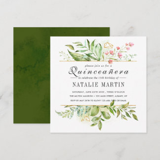 Quinceanera 15. Geburtstag Blumenblätterung Einladung