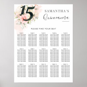 Quinceanera 15. Geburtstag Blumenkatalog Poster