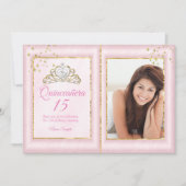 Quinceanera 15. Geburtstag Blush Pink Gold Foto Einladung (Vorderseite)