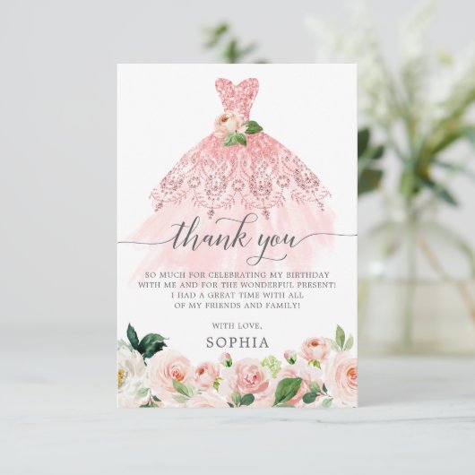 Quinceanera 15. Geburtstag Dankeschön Karte (Stehend Vorderseite)