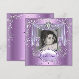 Quinceanera 15. Geburtstag Flieder Rosa Silber Ste Einladung