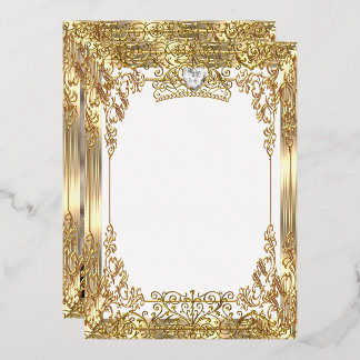 Quinceanera 15. Geburtstag Foto Weißes Gold Folieneinladung