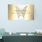 Quinceanera 15. Geburtstag Glitzer Gold Butterfly Banner (Messeveranstaltung)
