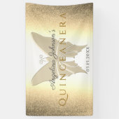 Quinceanera 15. Geburtstag Glitzer Gold Butterfly Banner (Vertikal)